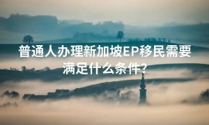 普通人办理新加坡EP移民需要满足什么条件？